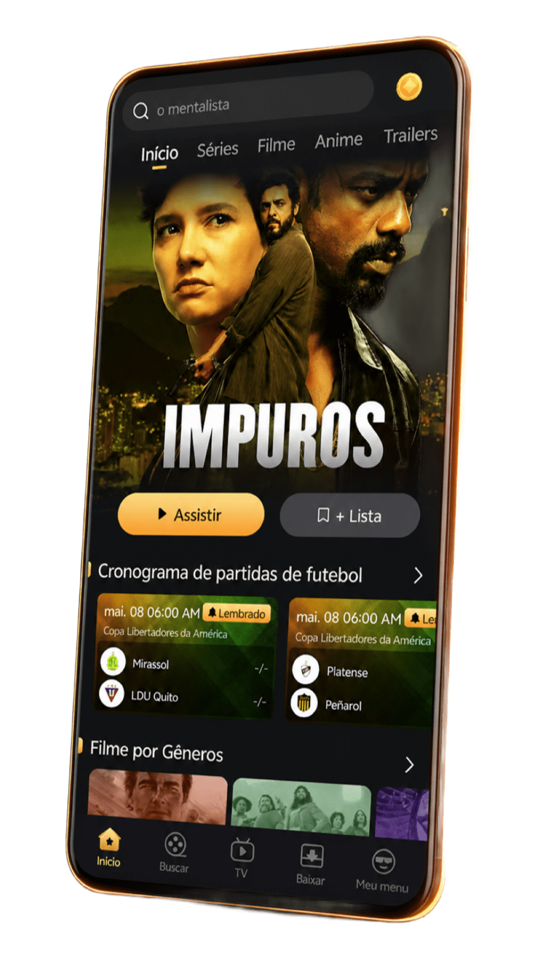 Interface do app Zapex com catálogo de filmes